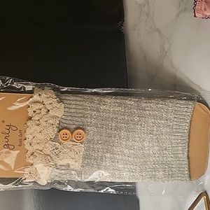 WOMEN'S GRAY CROCHET TRIMMED BOOT CUFFS